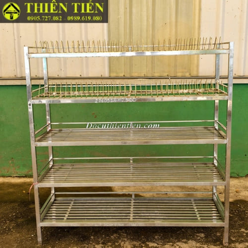 Kệ inox 5 tầng có kệ dĩa (2)