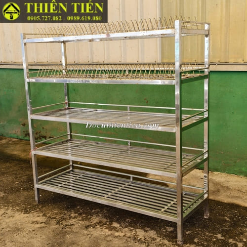 Kệ inox 5 tầng có kệ dĩa (3)