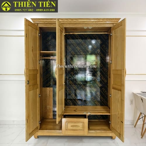 Tủ quần áo 3 cánh gỗ sồi (4)