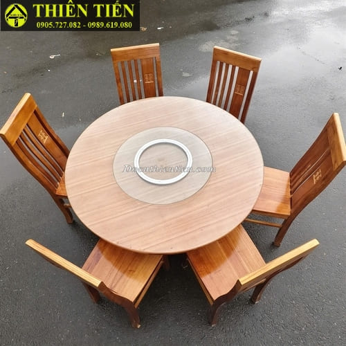 Bộ bàn ăn 6 ghế tròn gỗ xoan ta (1)
