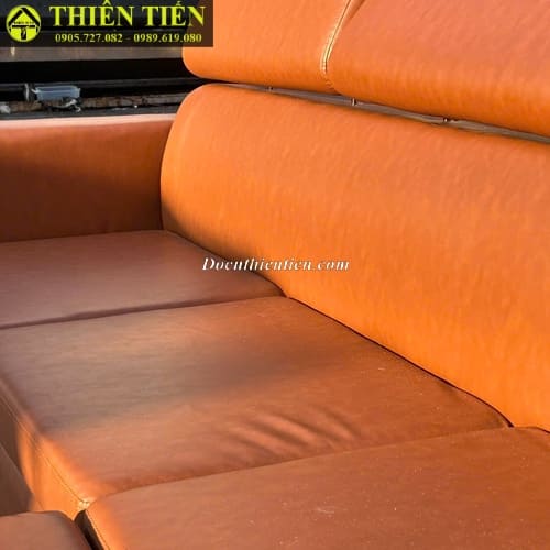 Bộ sofa góc L có tựa da bò (1)