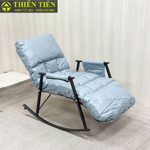 Ghế bập bênh XANH DƯƠNG giả da (3)