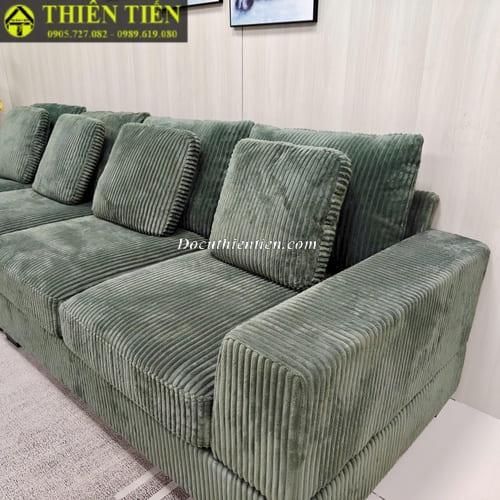 HL-Sofa băng vải nhung tăm màu xanh rêu (1)