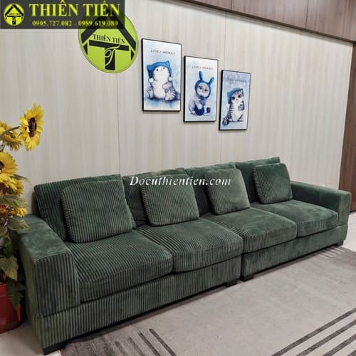 HL-Sofa băng vải nhung tăm màu xanh rêu (4)