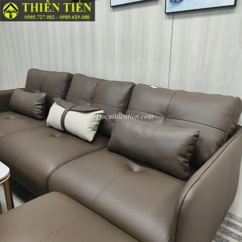 Sofa góc L da nâu đậm (1)