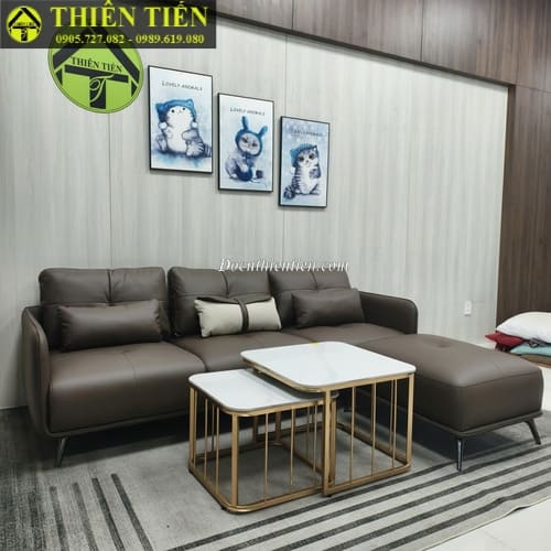 Sofa góc L da nâu đậm (4)