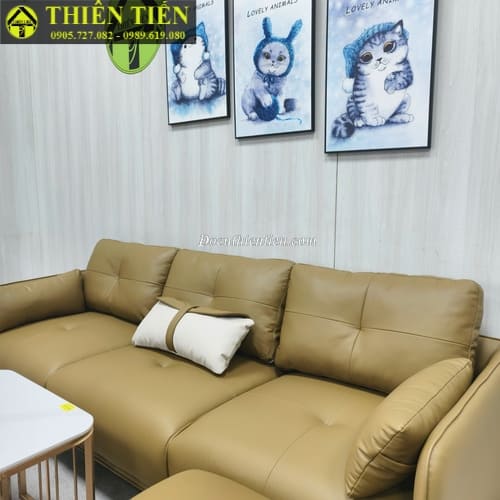 Sofa góc L da vàng nâu (1)