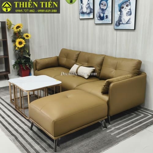 Sofa góc L da vàng nâu (3)